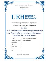 Đề tài các yếu tố ảnh hưởng đến giá trị doanh nghiệp của công ty niêm yết trên sàn chứng khoán thành phố hồ chí minh (hose)