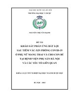 (Luận văn tốt nghiệp) khảo sát phản ứng bất lợi sau tiêm vắc xin phòng covid 19 ở phụ nữ mang thai và cho con bú tại bệnh viện phụ sản hà nội và các yếu tố liên quan
