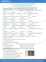 ĐỀ THI TUYỂN SINH VÀO LỚP 10 MÔN ANH VĂN