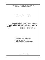 Skkn dạy học theo dự án sử dụng hàm số đặc trưng giải bài toán mũ, lôgarit dành cho học sinh lớp 12