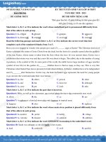 ĐỀ THI TUYỂN SINH VÀO LỚP 10 MÔN ANH VĂN