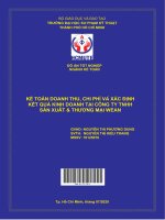 (Đồ án hcmute) kế toán doanh thu, chi phí và xác định kết quả kinh doanh tại công ty tnhh sản xuất  thương mại wean