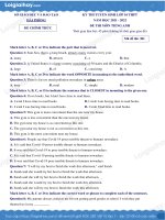 ĐỀ THI TUYỂN SINH VÀO LỚP 10 MÔN ANH VĂN