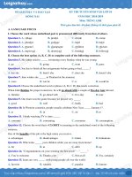 ĐỀ THI TUYỂN SINH VÀO LỚP 10 MÔN ANH VĂN