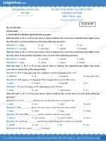 ĐỀ THI TUYỂN SINH VÀO LỚP 10 MÔN ANH VĂN