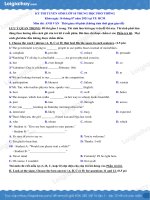 ĐỀ THI TUYỂN SINH VÀO LỚP 10 MÔN ANH VĂN