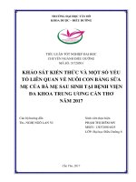 Khảo Sát Kiến Thức Và Một Số Yếu Tố Liên Quan Về Nuôi Con Bằng Sữa Mẹ Của Bà Mẹ Sau Sinh Tại Bệnh Viện Đa Khoa Trung Ương Cần Thơ Năm 2017.Pdf