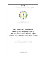 Thực trạng kiến thức chăm sóc phòng chống loét cho người bệnh đột quỵ não của người chăm sóc chính tại bệnh viện đa khoa tỉnh bắc giang năm 2022