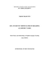 Efl students’ difficulties in reading academic tasks