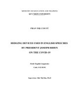 Hedging devices used in english speeches by president joseph biden on the covid 19