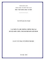 (Luận văn thạc sĩ) Vai trò của hệ thống chính trị tại huyện Hóc Môn, thành phố Hồ Chí Minh
