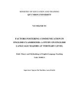 Factors fostering communication in english classrooms a study on english language majors at tertiary level