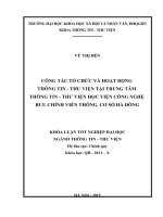 Công Tác Tổ Chức Và Hoạt Động Thông Tin - Thư Viện Tại Trung Tâm Thông Tin - Thư Viện Học Viện Công Nghệ Bưu Chính Viễn Thông, Cơ Sở Hà Đông 4214557.Pdf