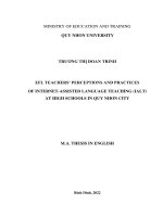 Efl teachers’ perceptions and practices of internet assisted language teaching (ialt) at high schools in quy nhon city