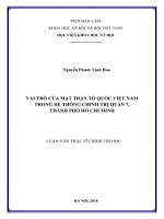 (Luận văn thạc sĩ) Vai trò của Mặt trận Tổ quốc Việt Nam trong hệ thống chính trị quận 7, thành phố Hồ Chí Minh