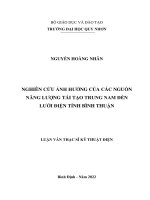 Nghiên cứu ảnh hưởng của các nguồn năng lượng tái tạo trung nam đến lưới điện tỉnh bình thuận