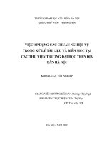 Việc Áp Dụng Các Chuẩn Nghiệp Vụ Trong Xử Lý Tài Liệu Và Biên Mục Tại Các Thư Viện Trường Đại Học Trên Địa Bàn Hà Nội 8065780.Pdf