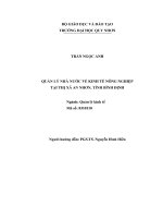 Quản lý nhà nước về kinh tế nông nghiệp tại thị xã an nhơn, tỉnh bình định