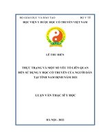Luận văn Thạc sĩ Y học: Thực trạng và một số yếu tố liên quan đến sử dụng y học cổ truyền của người dân tại tỉnh Nam Định năm 2021