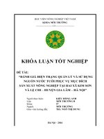 Đánh Giá Hiện Trạng Quản Lý Và Sử Dụng Nguồn Nước Tưới Phục Vụ Mục Đích Sản Xuất Nông Nghiệp Tại Hai Xã Kim Sơn Và Lệ Chi, Hà Nội 4217524.Pdf