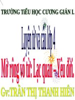 Mở rộng vốn từ: Lạc quan – Yêu đời.