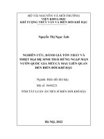 Tóm tắt tiếng việt: Nghiên cứu, đánh giá tổn thất và thiệt hại hệ sinh thái rừng ngập mặn Vườn quốc gia Mũi Cà Mau liên quan đến biến đổi khí hậu.