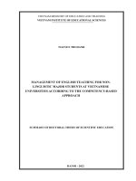 Tóm tắt tiếng anh: Quản lý dạy học tiếng Anh cho sinh viên không chuyên ngữ tại các trường đại học theo tiếp cận năng lực.