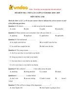 Kiem tra 1 tiet lan 2 tieng anh lop 12 chuong trinh moi nam hoc 2018 2019