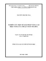 Luận án nghiên cứu một số giải pháp nâng cao hiệu năng của thuật toán mã hóa tt