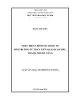 Luận văn thạc sĩ: Thực hiện chính sách bảo vệ môi trường từ thực tiễn quận Hải Châu, Thành Phố Đà Nẵng
