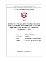 Improving the quality of cleaning the surface of the shield by high pressure water jetting method at vivablast (vietnam) co , ltd
