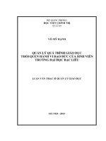 (Luận văn thạc sĩ) quản lý quá trình giáo dục thói quen hành vi đạo đức của sinh viên trường đại học bạc liêu