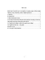 Tiểu luận cao học  phát huy nguồn lực lao động và khoa học công nghệ trong tăng trưởng, phát triển kinh tế