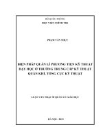 (Luận văn thạc sĩ) biện pháp quản lí phương tiện kỹ thuật dạy học ở trường trung cấp kỹ thuật quân khí, tổng cục kỹ thuật