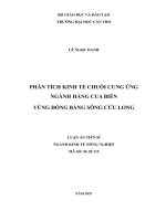 Phân tích kinh tế chuỗi cung ứng ngành hàng cua biển vùng Đồng bằng sông Cửu Long.