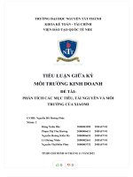 Tiểu luận đề tài phân tích các mục tiêu, tài nguyên và môi trường của xiaomi