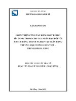 Hoàn thiện công tác kiểm soát rủi ro tín dụng trong cho vay ngắn hạn đối với khách hàng doanh nghiệp tại ngân hàng thương mại cổ phần bản việt   chi nhánh đà nẵng
