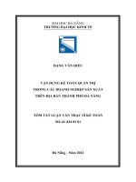 Vận dụng kế toán quản trị trong các doanh nghiệp sản xuất địa bàn thành phố đà nẵng