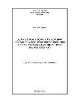 (Luận văn thạc sĩ) quản lý hoạt động văn hoá học đường của học sinh trung học phổ thông trên địa bàn thành phố hà nội hiện nay
