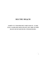 Nghiên cứu tình hình phát triển kinh tế   xã hội nâng cao đời sống đồng bào dân tộc thiểu số trên địa bàn huyện khánh sơn, tỉnh khánh hòa