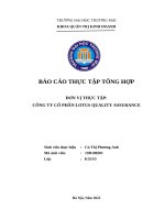 Báo cáo thực tập tại Công ty cổ phẩn lotus quality assurance