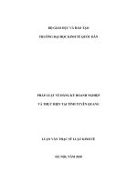 Luận văn thạc sĩ   pháp luật về đăng ký doanh nghiệp và thực hiện tại tỉnh tuyên quang