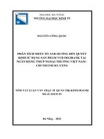 Các yếu tố ảnh hưởng đến quyết định sử dụng sản phẩm vcb digibank của tại ngân hàng tmcp ngoại thương việt nam – chi nhánh đà nẵng