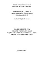 Tom tat luan an: Giá trị kinh tế của chương trình làm giảm lượng chất thải rắn của hộ gia đình ở Đồng bằng sông Cửu Long.
