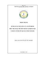 Đánh giá sự hài lòng của người bệnh điều trị ngoại trú đến khám tại bệnh viện y dược cổ truyền quảng ninh năm 2022