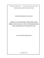 Nghiên cứu giải pháp phát triển phong trào thể dục thể thao quần chúng ở tỉnh khăm muộn, nước cộng hòa dân chủ nhân dân lào