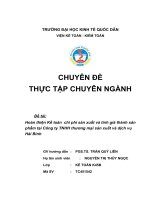 Hoàn thiện kế toán chi phí sản xuất và tính giá thành sản phẩm tại công ty tnhh thương mại sản xuất và dịch vụ hải bình