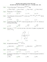 Đề thi thử tốt nghiệp THPT 2023 môn toán có lời giải