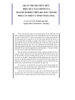 Nghiên cứu tác động của quản trị tri thức đến hiệu quả tài chính của doanh nghiệp trên địa bàn thành phố cần thơ và tỉnh vĩnh long