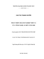 Phát triển doanh nghiệp nhỏ và vừa tỉnh nghệ an đến năm 2020